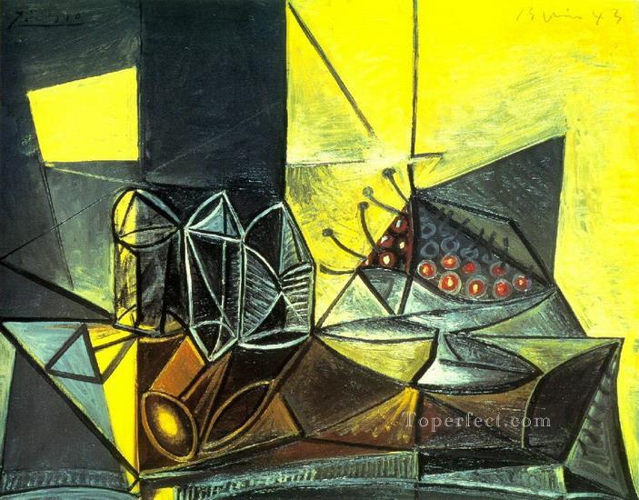 Bodegón buffet con copas y cerezas 1943 Pablo Picasso Pintura al óleo